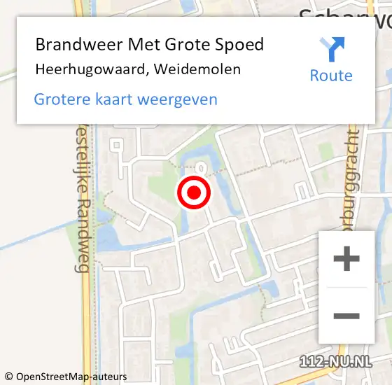 Locatie op kaart van de 112 melding: Brandweer Met Grote Spoed Naar Heerhugowaard, Weidemolen op 20 maart 2024 11:36