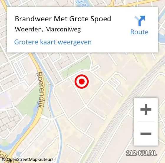 Locatie op kaart van de 112 melding: Brandweer Met Grote Spoed Naar Woerden, Marconiweg op 20 maart 2024 11:45