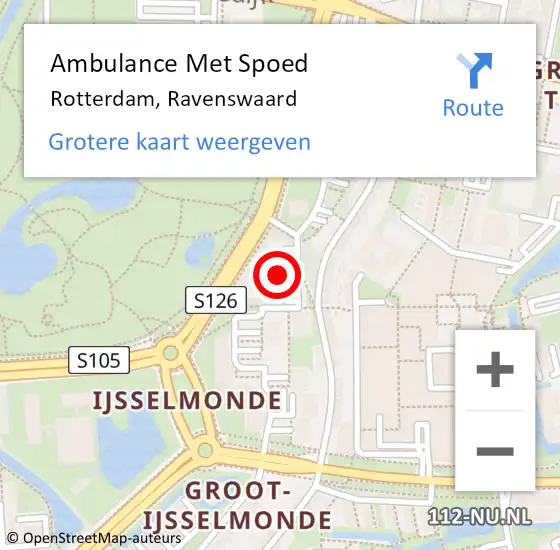 Locatie op kaart van de 112 melding: Ambulance Met Spoed Naar Rotterdam, Ravenswaard op 20 maart 2024 11:52