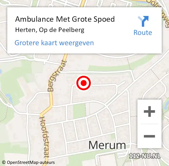 Locatie op kaart van de 112 melding: Ambulance Met Grote Spoed Naar Herten, Op de Peelberg op 20 maart 2024 11:56