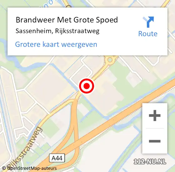 Locatie op kaart van de 112 melding: Brandweer Met Grote Spoed Naar Sassenheim, Rijksstraatweg op 20 maart 2024 12:28