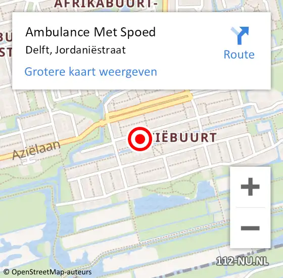 Locatie op kaart van de 112 melding: Ambulance Met Spoed Naar Delft, Jordaniëstraat op 20 maart 2024 12:36