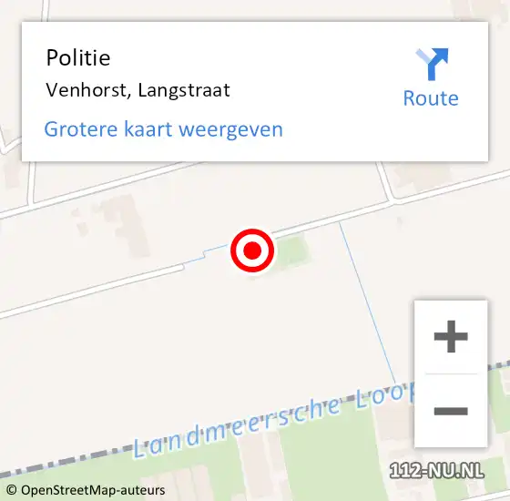 Locatie op kaart van de 112 melding: Politie Venhorst, Langstraat op 20 maart 2024 12:36