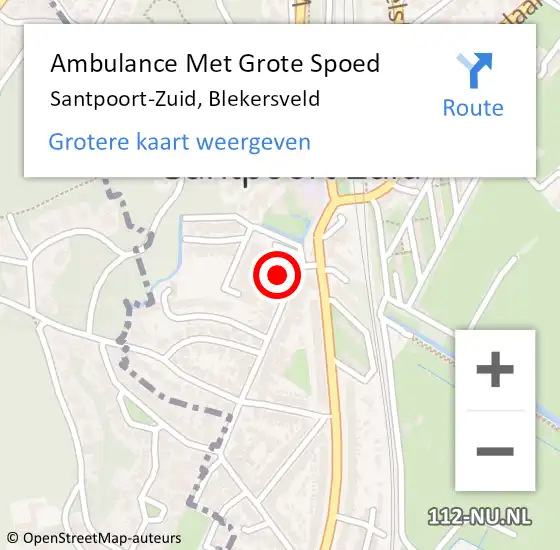 Locatie op kaart van de 112 melding: Ambulance Met Grote Spoed Naar Santpoort-Zuid, Blekersveld op 20 maart 2024 12:48