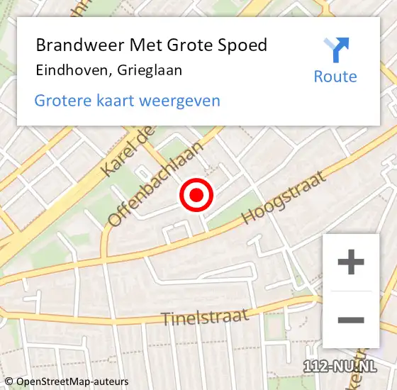 Locatie op kaart van de 112 melding: Brandweer Met Grote Spoed Naar Eindhoven, Grieglaan op 20 maart 2024 13:28