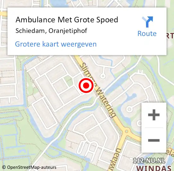 Locatie op kaart van de 112 melding: Ambulance Met Grote Spoed Naar Schiedam, Oranjetiphof op 20 maart 2024 13:34