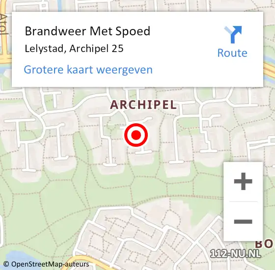 Locatie op kaart van de 112 melding: Brandweer Met Spoed Naar Lelystad, Archipel 25 op 20 maart 2024 13:40