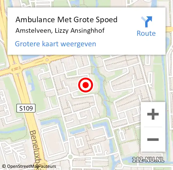 Locatie op kaart van de 112 melding: Ambulance Met Grote Spoed Naar Amstelveen, Lizzy Ansinghhof op 20 maart 2024 13:47