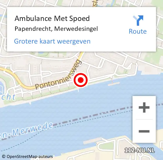 Locatie op kaart van de 112 melding: Ambulance Met Spoed Naar Papendrecht, Merwedesingel op 20 maart 2024 14:01