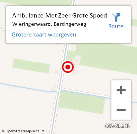 Locatie op kaart van de 112 melding: Ambulance Met Zeer Grote Spoed Naar Wieringerwaard, Barsingerweg op 20 maart 2024 14:02