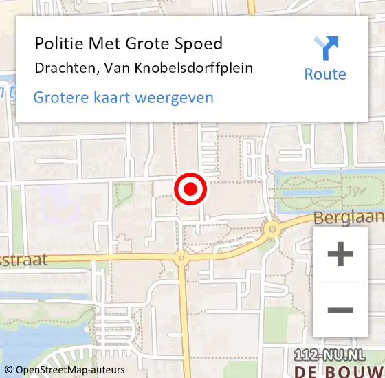 Locatie op kaart van de 112 melding: Politie Met Grote Spoed Naar Drachten, Van Knobelsdorffplein op 20 maart 2024 14:08