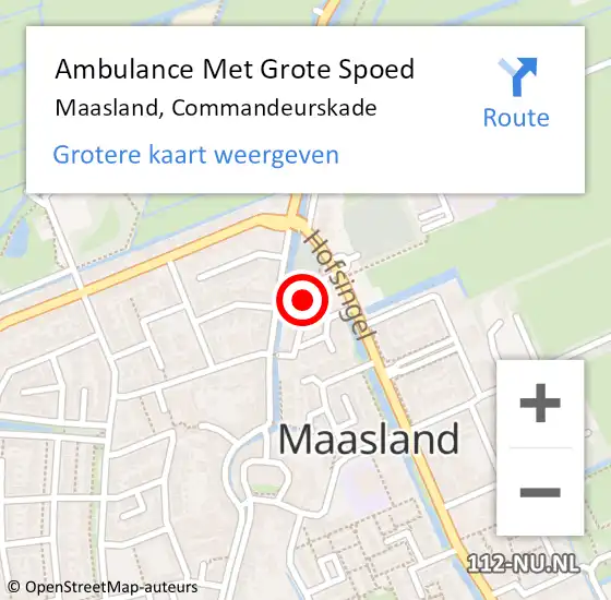 Locatie op kaart van de 112 melding: Ambulance Met Grote Spoed Naar Maasland, Commandeurskade op 20 maart 2024 14:37