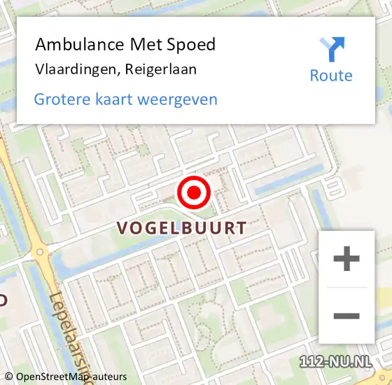 Locatie op kaart van de 112 melding: Ambulance Met Spoed Naar Vlaardingen, Reigerlaan op 20 maart 2024 14:46