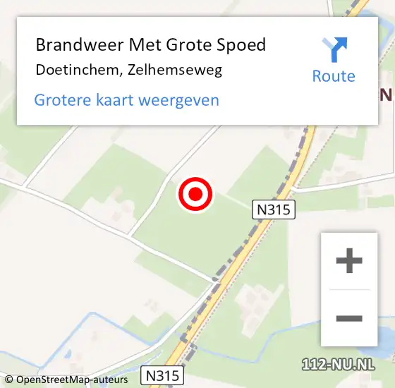 Locatie op kaart van de 112 melding: Brandweer Met Grote Spoed Naar Doetinchem, Zelhemseweg op 20 maart 2024 14:46