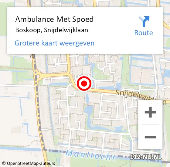 Locatie op kaart van de 112 melding: Ambulance Met Spoed Naar Boskoop, Snijdelwijklaan op 20 maart 2024 15:05