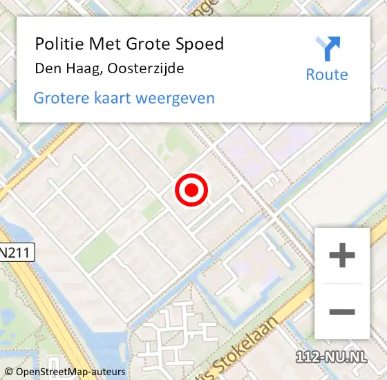 Locatie op kaart van de 112 melding: Politie Met Grote Spoed Naar Den Haag, Oosterzijde op 20 maart 2024 15:20