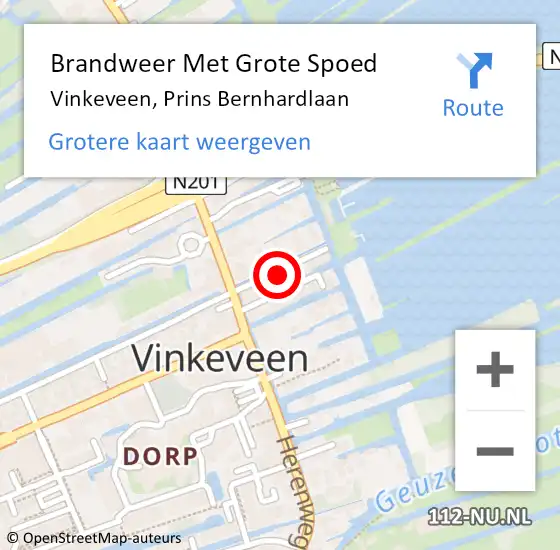 Locatie op kaart van de 112 melding: Brandweer Met Grote Spoed Naar Vinkeveen, Prins Bernhardlaan op 20 maart 2024 15:35
