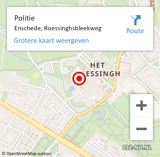 Locatie op kaart van de 112 melding: Politie Enschede, Roessinghsbleekweg op 20 maart 2024 15:41