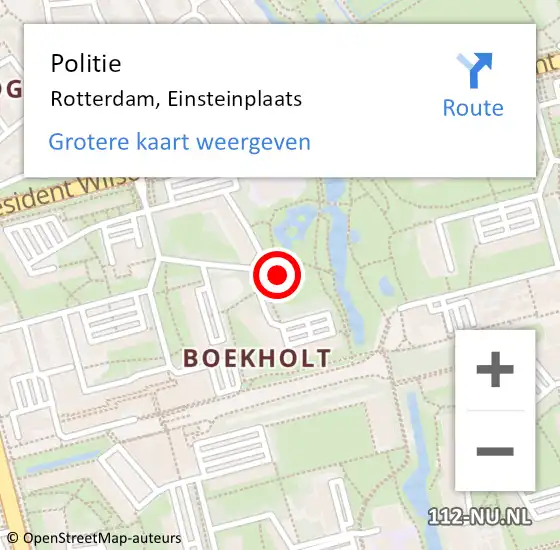 Locatie op kaart van de 112 melding: Politie Rotterdam, Einsteinplaats op 20 maart 2024 15:46