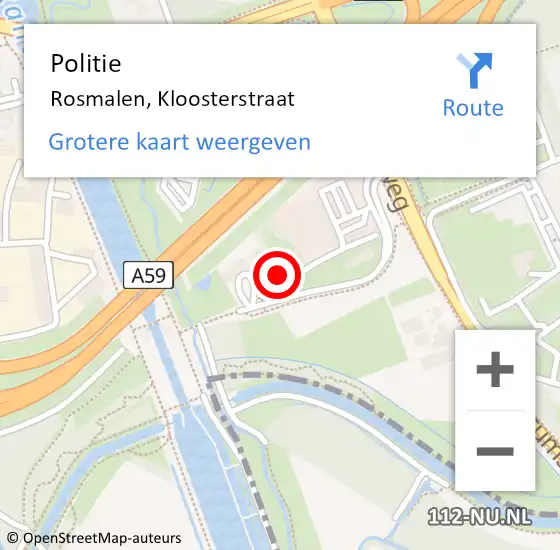 Locatie op kaart van de 112 melding: Politie Rosmalen, Kloosterstraat op 20 maart 2024 15:49