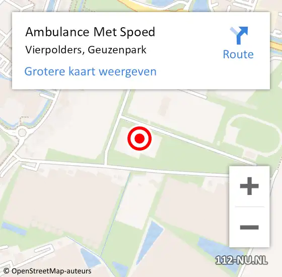 Locatie op kaart van de 112 melding: Ambulance Met Spoed Naar Vierpolders, Geuzenpark op 20 maart 2024 16:12
