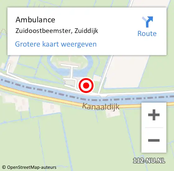 Locatie op kaart van de 112 melding: Ambulance Zuidoostbeemster, Zuiddijk op 20 maart 2024 16:19