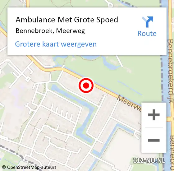 Locatie op kaart van de 112 melding: Ambulance Met Grote Spoed Naar Bennebroek, Meerweg op 20 maart 2024 16:44