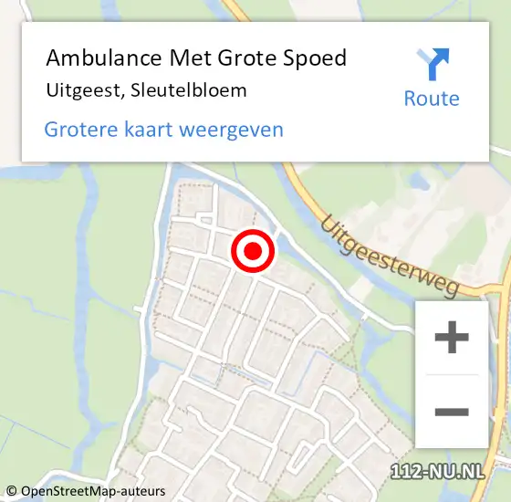 Locatie op kaart van de 112 melding: Ambulance Met Grote Spoed Naar Uitgeest, Sleutelbloem op 20 maart 2024 16:48