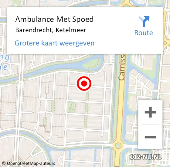 Locatie op kaart van de 112 melding: Ambulance Met Spoed Naar Barendrecht, Ketelmeer op 20 maart 2024 17:17