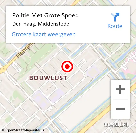 Locatie op kaart van de 112 melding: Politie Met Grote Spoed Naar Den Haag, Middenstede op 20 maart 2024 17:34