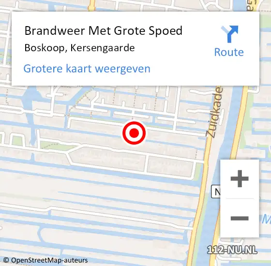 Locatie op kaart van de 112 melding: Brandweer Met Grote Spoed Naar Boskoop, Kersengaarde op 20 maart 2024 17:43