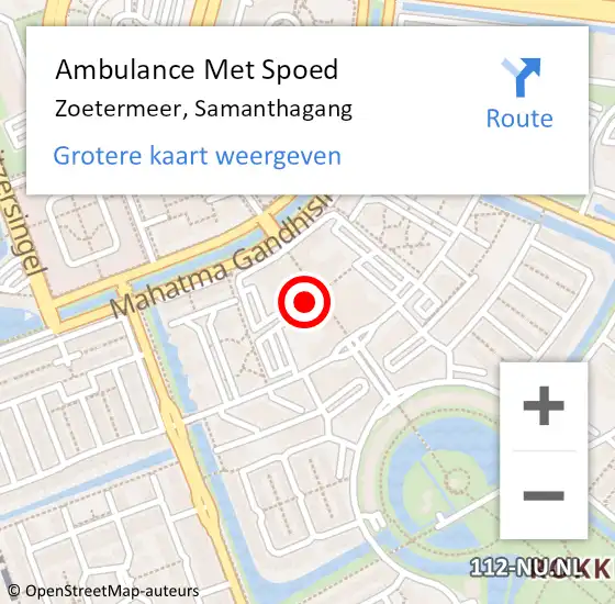 Locatie op kaart van de 112 melding: Ambulance Met Spoed Naar Zoetermeer, Samanthagang op 20 maart 2024 17:54