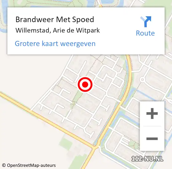 Locatie op kaart van de 112 melding: Brandweer Met Spoed Naar Willemstad, Arie de Witpark op 20 maart 2024 18:13