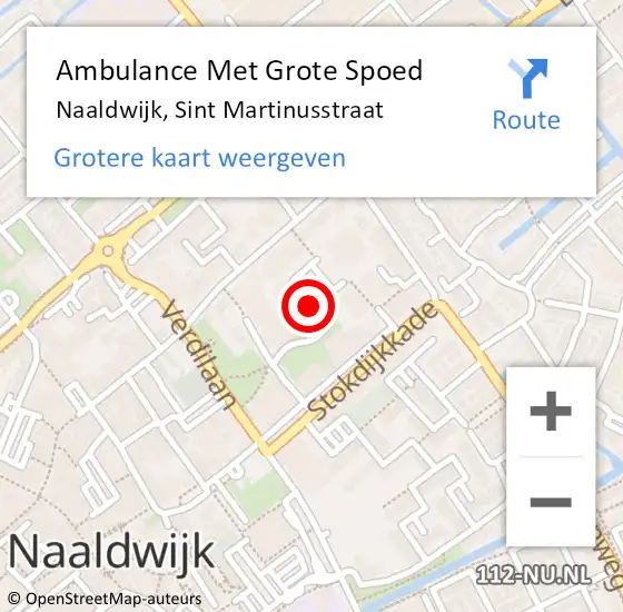 Locatie op kaart van de 112 melding: Ambulance Met Grote Spoed Naar Naaldwijk, Sint Martinusstraat op 20 maart 2024 18:16
