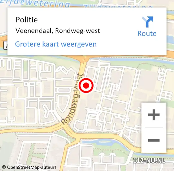 Locatie op kaart van de 112 melding: Politie Veenendaal, Rondweg-west op 20 maart 2024 18:22