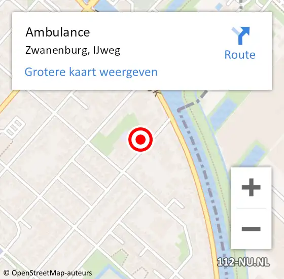 Locatie op kaart van de 112 melding: Ambulance Zwanenburg, IJweg op 20 maart 2024 18:44