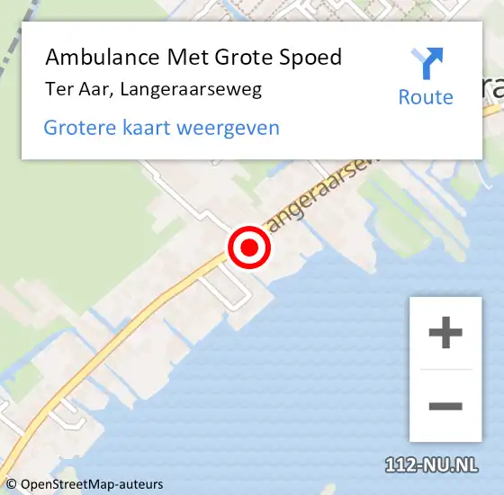 Locatie op kaart van de 112 melding: Ambulance Met Grote Spoed Naar Ter Aar, Langeraarseweg op 20 maart 2024 18:48