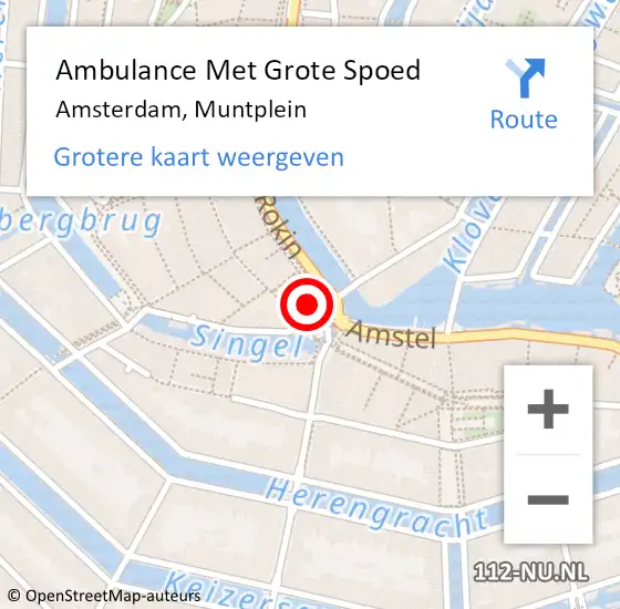 Locatie op kaart van de 112 melding: Ambulance Met Grote Spoed Naar Amsterdam, Muntplein op 20 maart 2024 19:06