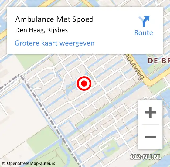 Locatie op kaart van de 112 melding: Ambulance Met Spoed Naar Den Haag, Rijsbes op 20 maart 2024 19:17