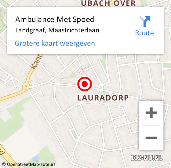 Locatie op kaart van de 112 melding: Ambulance Met Spoed Naar Landgraaf, Maastrichterlaan op 29 september 2014 18:19