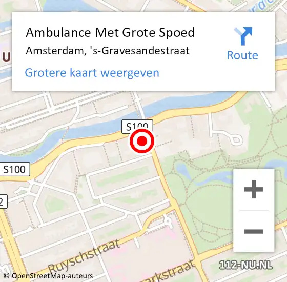 Locatie op kaart van de 112 melding: Ambulance Met Grote Spoed Naar Amsterdam, 's-Gravesandestraat op 20 maart 2024 19:21