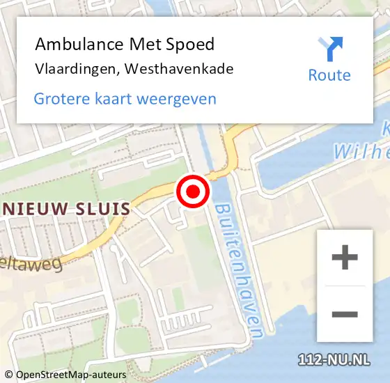 Locatie op kaart van de 112 melding: Ambulance Met Spoed Naar Vlaardingen, Westhavenkade op 20 maart 2024 19:23