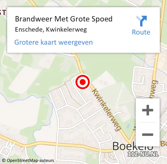 Locatie op kaart van de 112 melding: Brandweer Met Grote Spoed Naar Enschede, Kwinkelerweg op 20 maart 2024 19:35