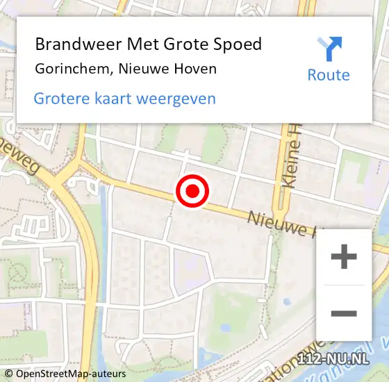 Locatie op kaart van de 112 melding: Brandweer Met Grote Spoed Naar Gorinchem, Nieuwe Hoven op 20 maart 2024 21:04