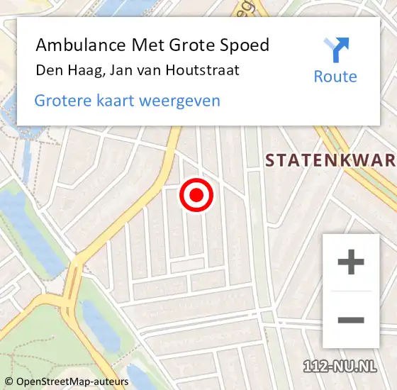 Locatie op kaart van de 112 melding: Ambulance Met Grote Spoed Naar Den Haag, Jan van Houtstraat op 20 maart 2024 21:08