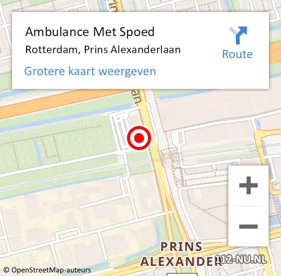 Locatie op kaart van de 112 melding: Ambulance Met Spoed Naar Rotterdam, Prins Alexanderlaan op 20 maart 2024 21:19