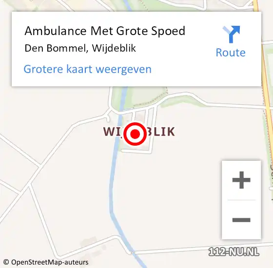 Locatie op kaart van de 112 melding: Ambulance Met Grote Spoed Naar Den Bommel, Wijdeblik op 20 maart 2024 21:48