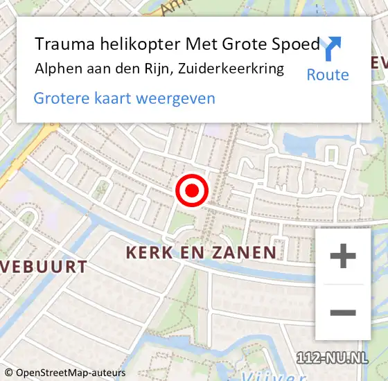 Locatie op kaart van de 112 melding: Trauma helikopter Met Grote Spoed Naar Alphen aan den Rijn, Zuiderkeerkring op 20 maart 2024 22:00