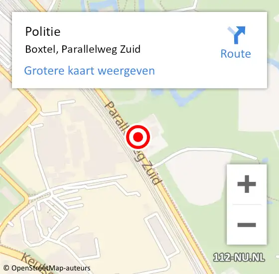 Locatie op kaart van de 112 melding: Politie Boxtel, Parallelweg Zuid op 20 maart 2024 22:16
