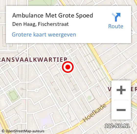Locatie op kaart van de 112 melding: Ambulance Met Grote Spoed Naar Den Haag, Fischerstraat op 20 maart 2024 22:39